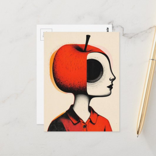 Surreal Person with an Apple Head Briefkaart (Voorkant / Achterkant in situ)