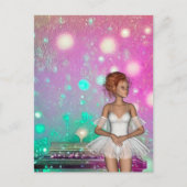 Surreal Piano Green & Pink Background & Ballerina Briefkaart (Voorkant)