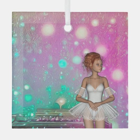Surreal Piano Green & Pink Background & Ballerina Glas Ornament (Voorkant)