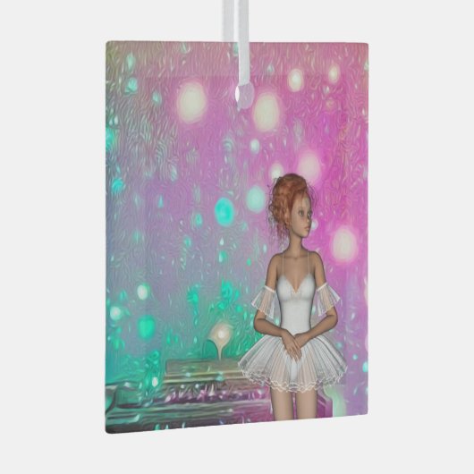 Surreal Piano Green & Pink Background & Ballerina Glas Ornament (Voorkant Rechts)