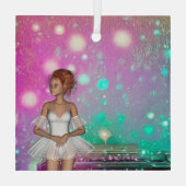Surreal Piano Green & Pink Background & Ballerina Glas Ornament (Achterkant)