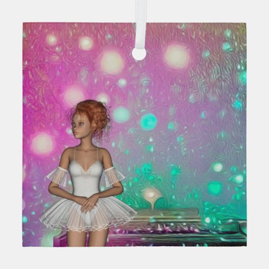 Surreal Piano Green & Pink Background & Ballerina Glas Ornament (Achterkant)