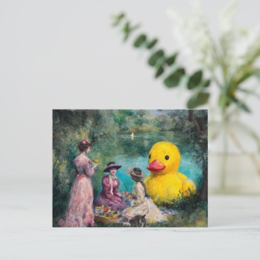 Surreal Picnic in Park With a Giant Duck Briefkaart (Staand voorkant)