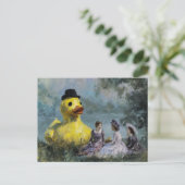 Surreal Picnic in Park With a Giant Duck in a Hat Briefkaart (Staand voorkant)