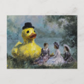 Surreal Picnic in Park With a Giant Duck in a Hat Briefkaart (Voorkant)
