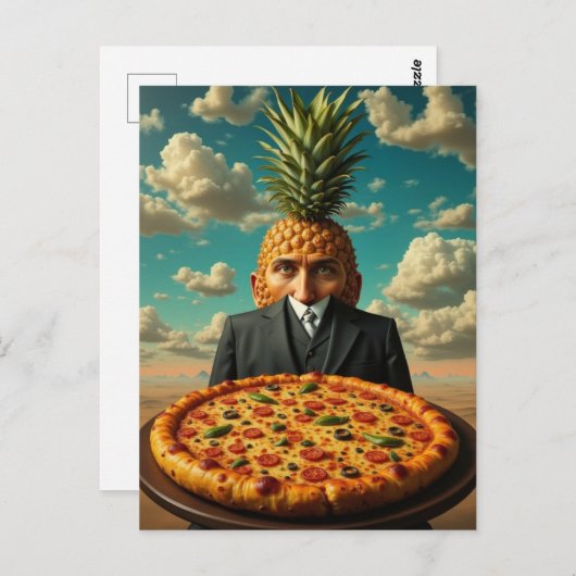 Surreal Pineapple Pizza Man Briefkaart (Voorkant / Achterkant)