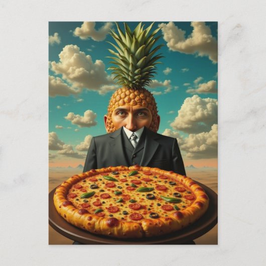 Surreal Pineapple Pizza Man Briefkaart (Voorkant)