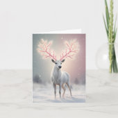 Surreal Pink Antler Reindeer Holiday Card Kaart (Voorkant)