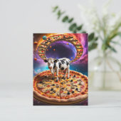 Surreal Pizza Koe Kleurrijke Collage Briefkaart (Staand voorkant)