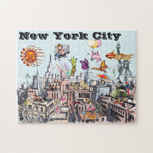 Surreal Pop Art Busy New York City Legpuzzel (Horizontaal)