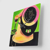 Surreal Pop Art Retro Telefoon 3 Vierkante Klok (Hoek)