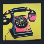 Surreal Pop Art Retro Telefoon 6 Vierkante Klok<br><div class="desc">Surreal Pop Art Retro Telefoon 6</div>