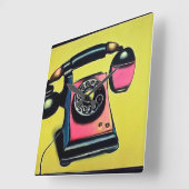 Surreal Pop Art Retro Telefoon 6 Vierkante Klok (Hoek)