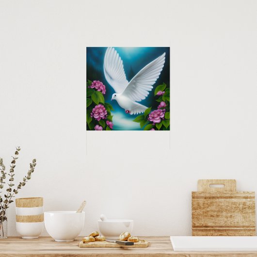 Surreal Pop Fantasy White Dove Poster (Keuken)