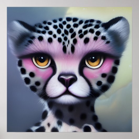 Surreal Pop Pink Cheetah Poster (Voorkant)