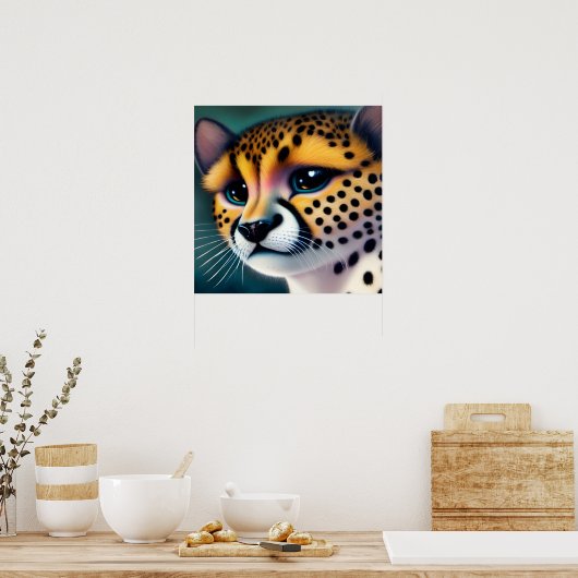 Surreal Pop Sad Cheetah Poster (Keuken)