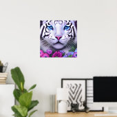 Surreal Pop White Tiger Poster (Thuiskantoor)