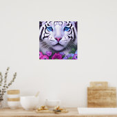 Surreal Pop White Tiger Poster (Keuken)