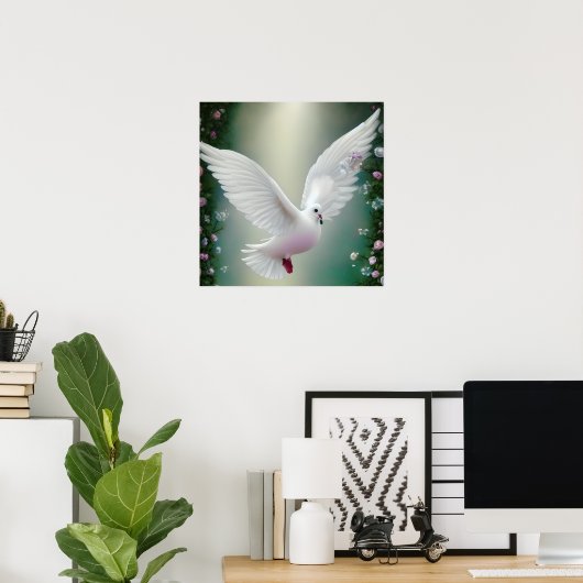 Surreal Pop White Wedding Dove Poster (Thuiskantoor)
