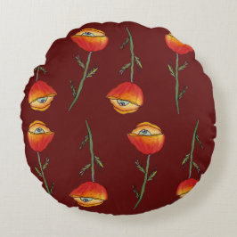 Surreal Poppy Flowers Art Round Pillow Rond Kussen