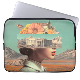 Surreal Portrait with Architectural Landscape Laptop Sleeve
