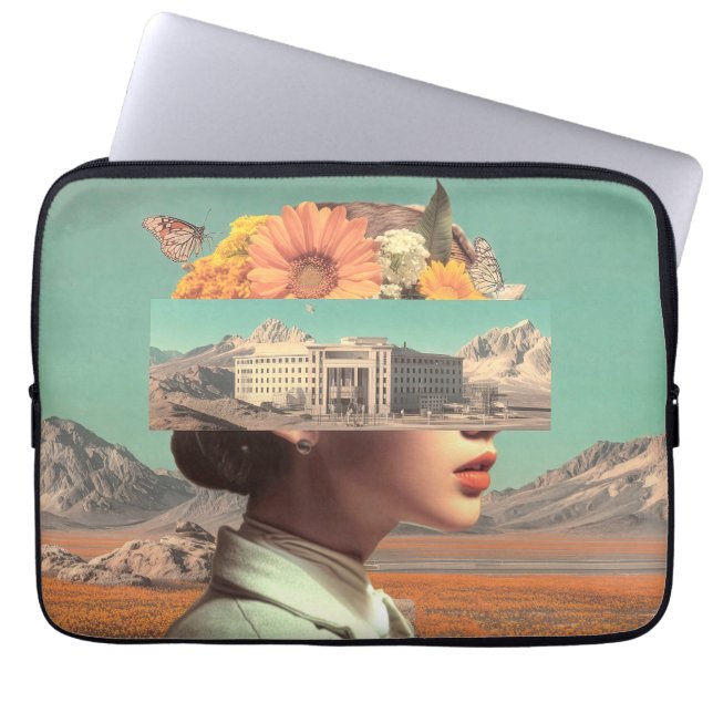 Surreal Portrait with Architectural Landscape Laptop Sleeve (Voorkant)