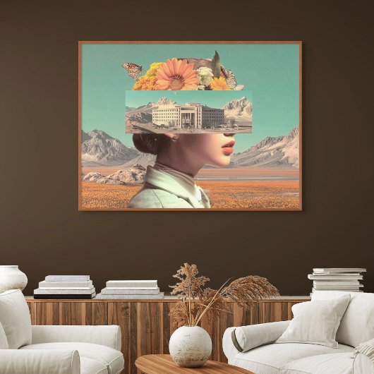 Surreal Portrait with Architectural Landscape Poster
