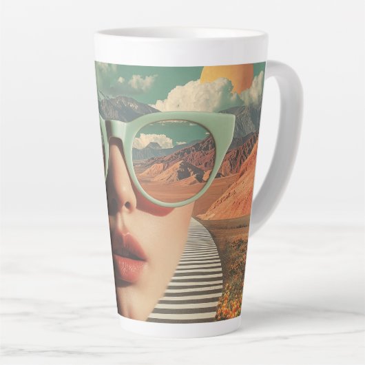 Surreal Portrait With Glasses Reflecting Desert Latte Mok (Rechterhoek)