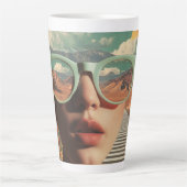 Surreal Portrait With Glasses Reflecting Desert Latte Mok (Voorkant)