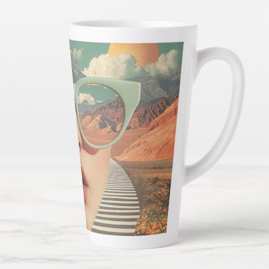 Surreal Portrait With Glasses Reflecting Desert Latte Mok (Rechts)