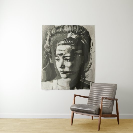 Surreal Portret met Meerdere Ogen – Abstract Psych Wandkleed (In situ)