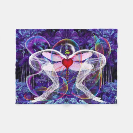 Surreal Psychedelic Dragon Fly Fleece Deken (Voorkant (Horizontaal))