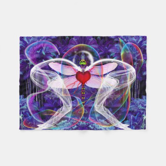 Surreal Psychedelic Dragon Fly Fleece Deken (Voorkant (Horizontaal))