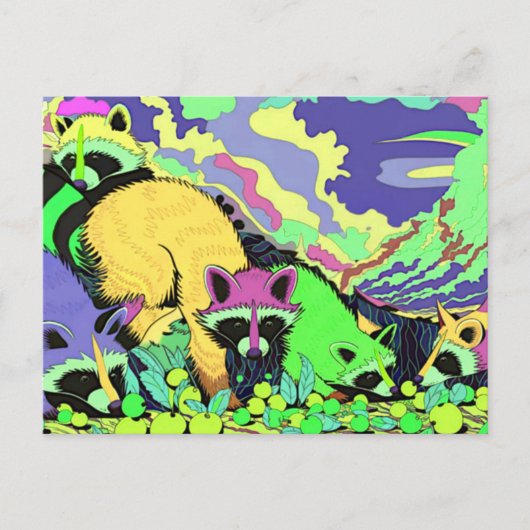 Surreal Psychedelic Raccoon Art Briefkaart (Voorkant)