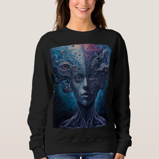 Surreal psychedelisch meervoudige ogen gespleten v trui (Voorkant)