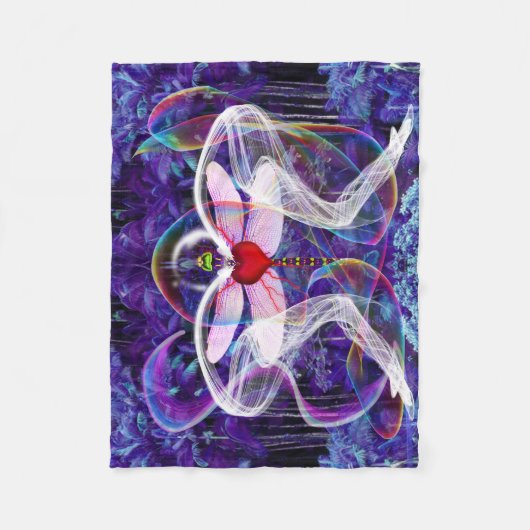 Surreal psychedelische libel fleece deken (Voorkant)