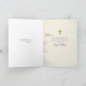 Surreal Purple Flowers Tree with Bird Birthday Kaart (Binnen)