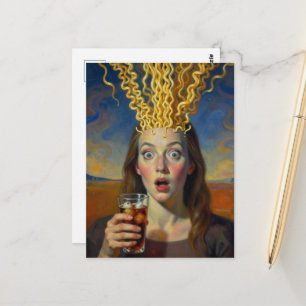 Surreal Ramen Brain Explosie Vrouw Briefkaart