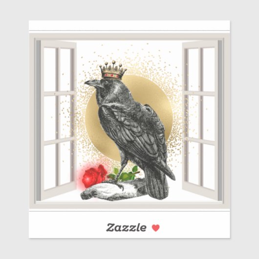 Surreal Raven King in Window Vinyl Sticker (Vel)