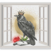 Surreal Raven King in Window Vinyl Sticker (Voorkant)