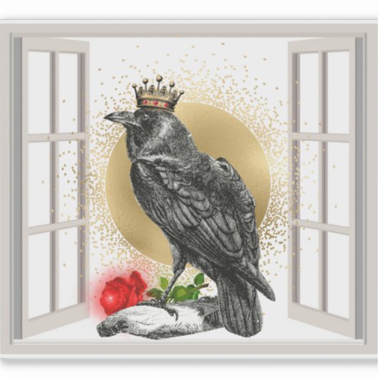 Surreal Raven King in Window Vinyl Sticker (Voorkant)