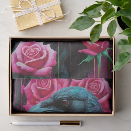 Surreal Raven & Rozen Surrealisme Decoupage Tissuepapier (Geschenk)