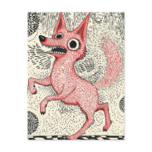 Surreal Red Fox Illustration - Quirky Indie art