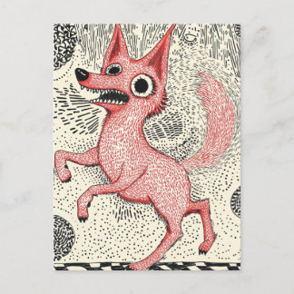 Surreal Red Fox Illustration - Quirky Indie art Briefkaart