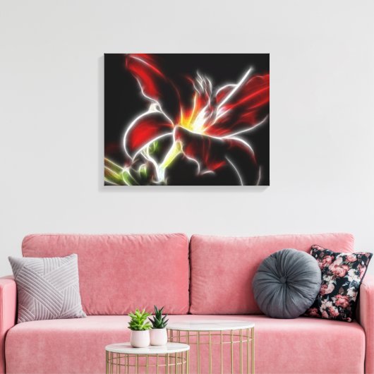 Surreal Red Lily Floral Wrapped Canvas Afdruk (Insitu (Woonkamer))