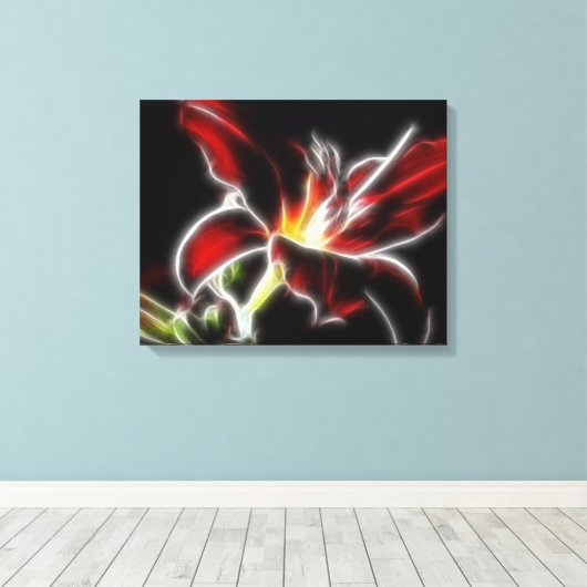 Surreal Red Lily Floral Wrapped Canvas Afdruk (Insitu (Houten vloer))