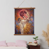 Surreal Red Moon & Crane Wall Art Hangend Wandkleed (Slaapkamer)