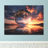 Surreal Reflective Sphere Containing Stars Canvas Afdruk (Insitu (Houten vloer))