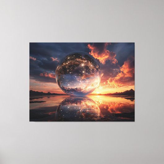Surreal Reflective Sphere Containing Stars Canvas Afdruk (Voorkant)