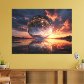 Surreal Reflective Sphere Containing Stars Canvas Afdruk (Insitu (Woonkamer))